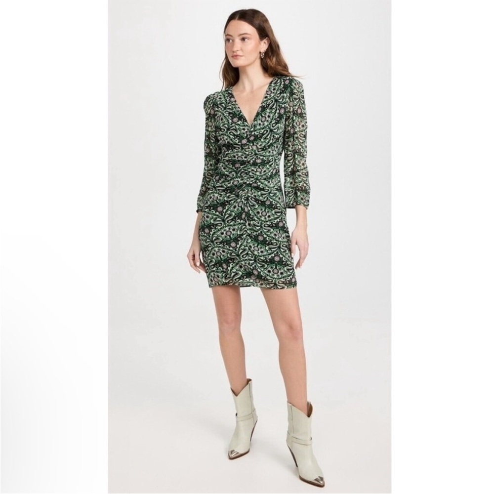 Tuckernuck Green and Black Ruched Sheath Dress